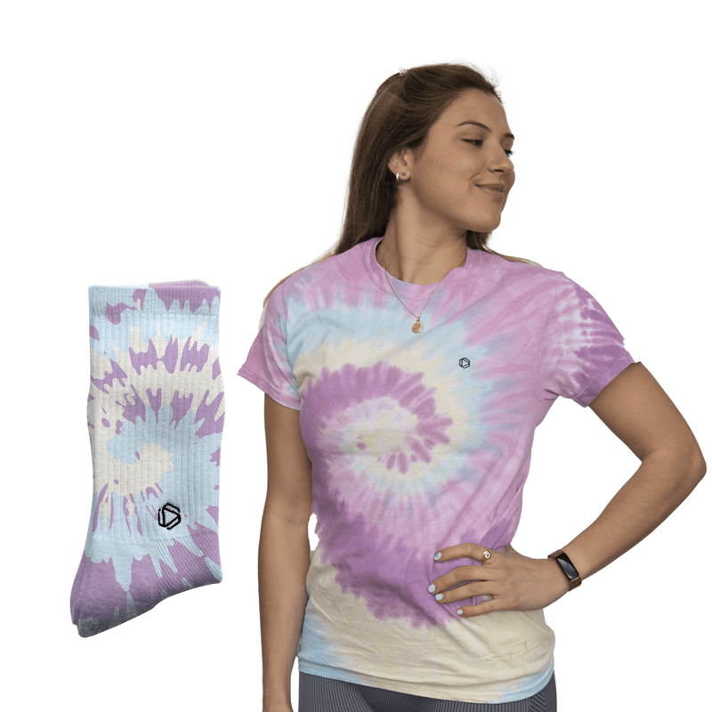 Pastel Draaikolk T-Shirt & Sok Combo